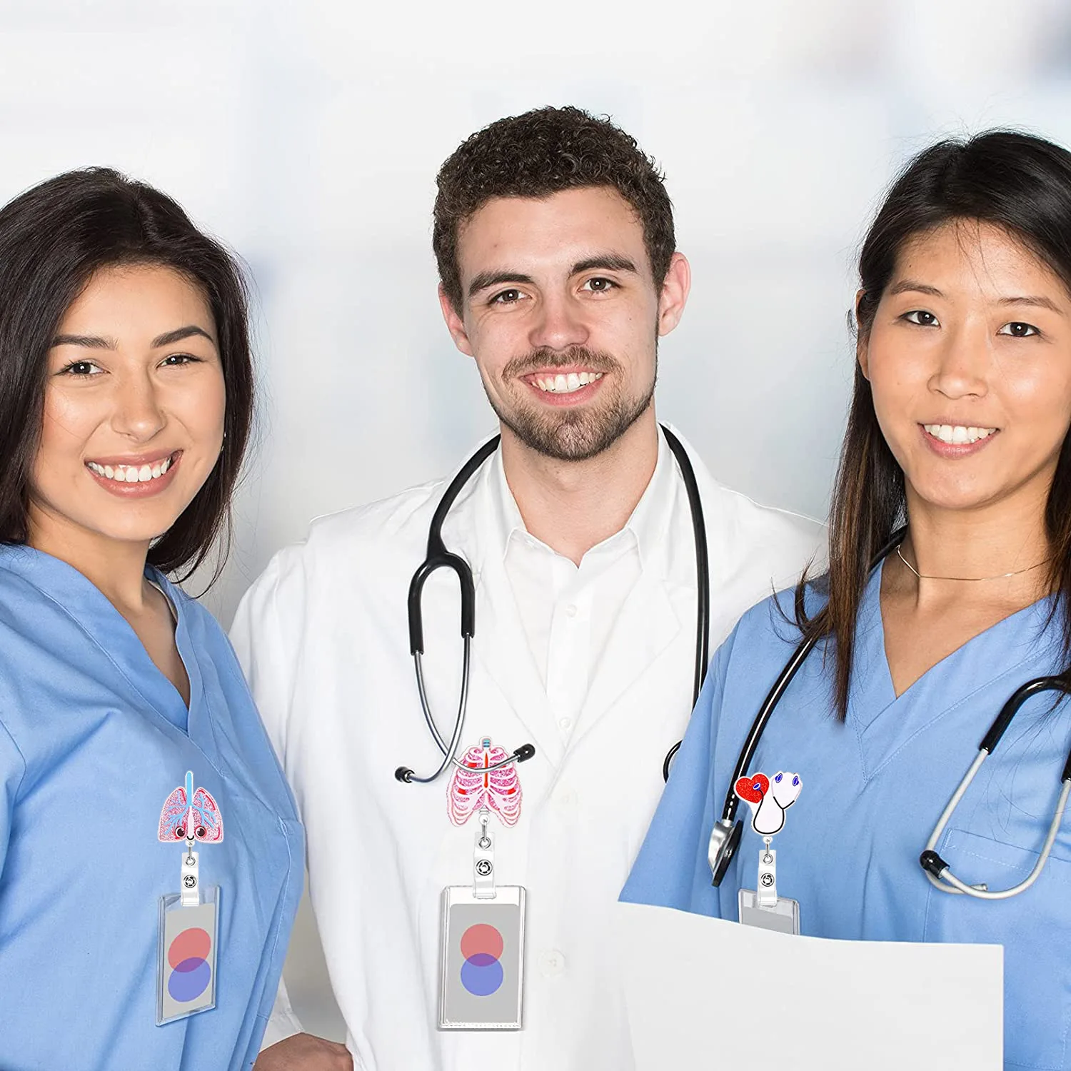 New Retractable Badge Reel With Belt Clip Cute Nurse Doctor Name Tag Card Holder Accessories Office Supply Clip Staff Card