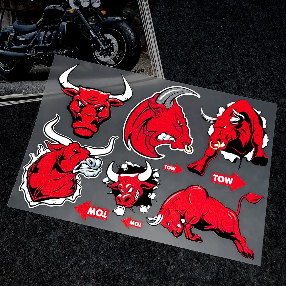Angry Bull Stickers Motorcycle Reflective Waterproof Decor Moto Helmet Body Accessories Decal For Voge Kawasaki CFMOTO Yamaha