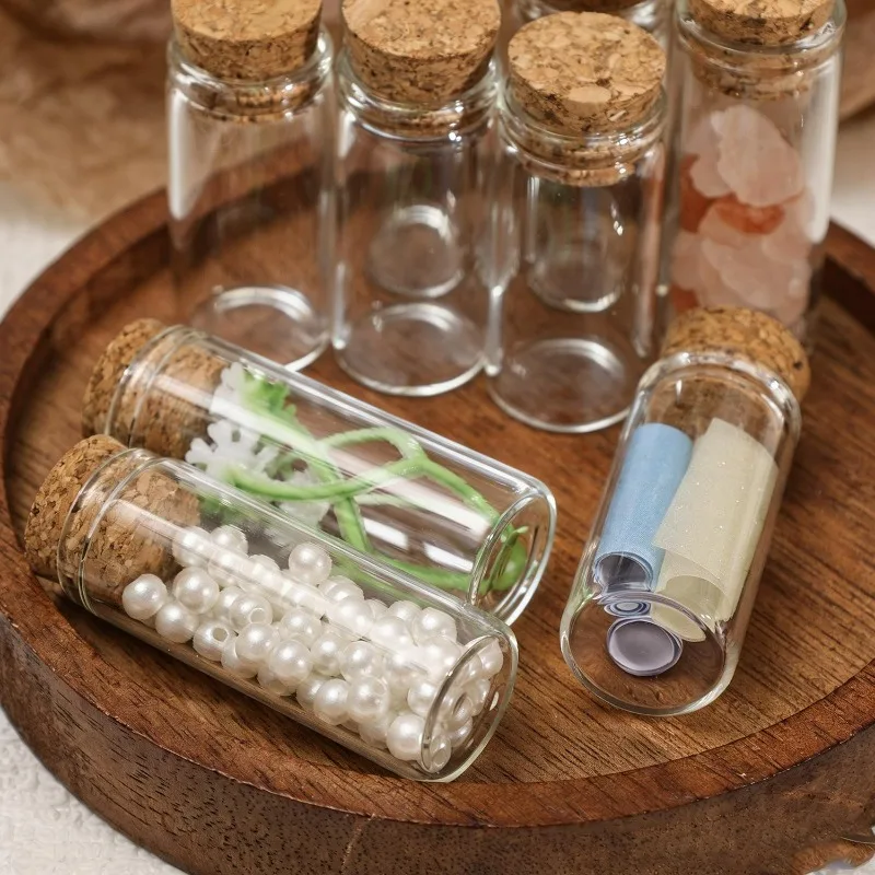 50/10x Empty Glass Bottle Storage Jars Candy Powder Containers DIY Wishing Bottle Pendant Wedding Party Decoration Wish Jars