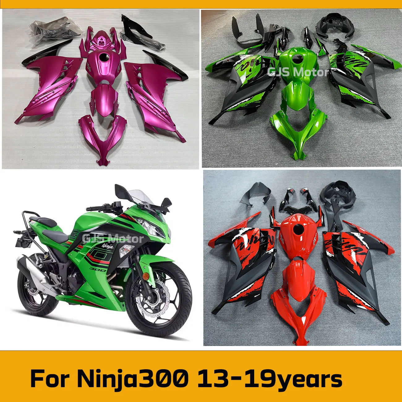 

For Ninja 300 2013 - 2017 2014 2015 2016 NINJA300 Motorcycle ABS Plastic full Fairing Kit Motorcycle EX300 Body Fairings