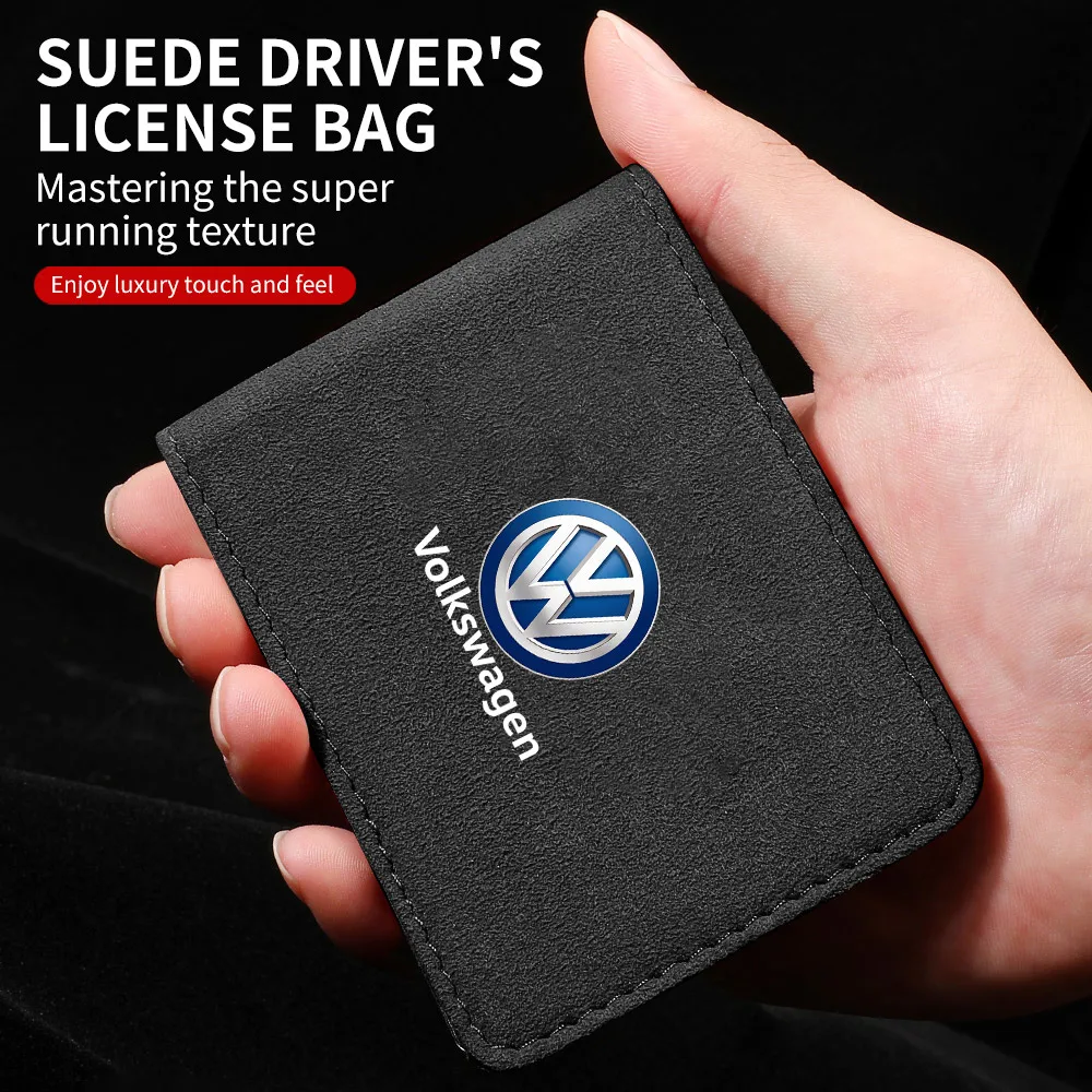 Auto Driver License Cover Suede Anti-Fur Car Driving Documents Case Credit Card Holder For Volkswagen Polo Tiguan VW GTI PASSAT