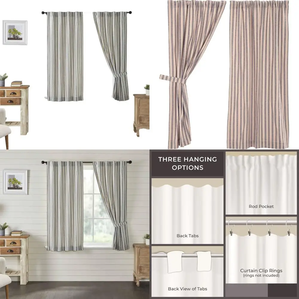 

Blue Striped 63 Ticking Curtain Panels, Set of 2, Marketplace Edition