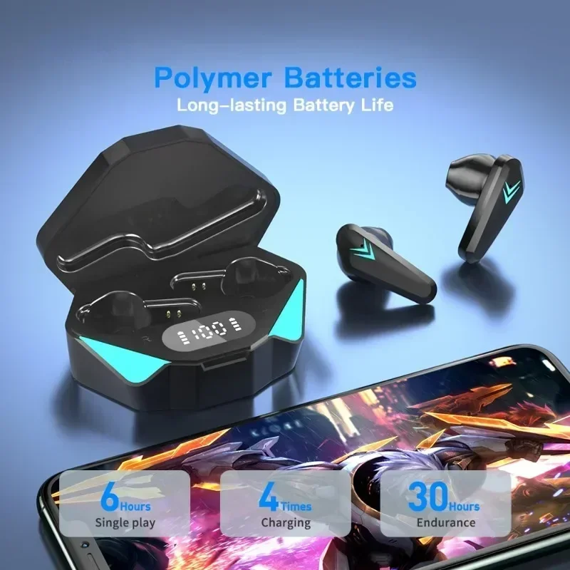 TWS X15 블루투스 이어폰 무선 헤드폰, 저지연 이어버드, 샤오미 화웨이 삼성 Oppo Vivo용 스포츠 게이밍 헤드셋