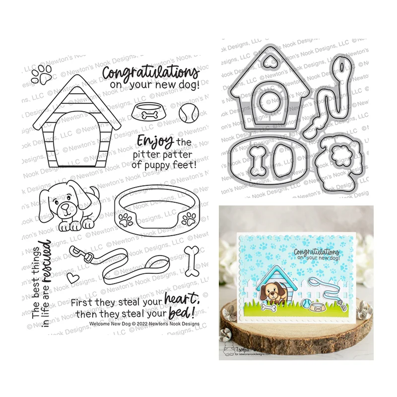 2022 New Arrivals Clear Stamps and Cutting Dies for Scrapbooking Paper Making Dog House Enjoy Embossing Frames Card Crafts