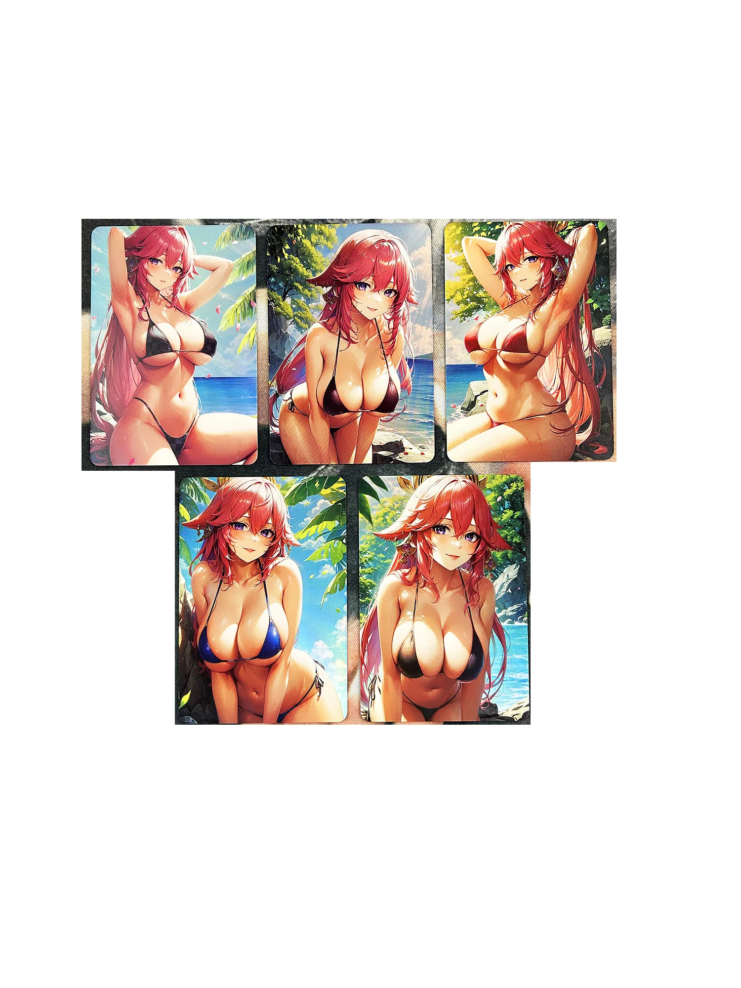 

5pcs/set ACG Yae Miko Genshin Refraction Sexy Girls Boutique Suit Hobby Collectibles Game Anime Collection Cards