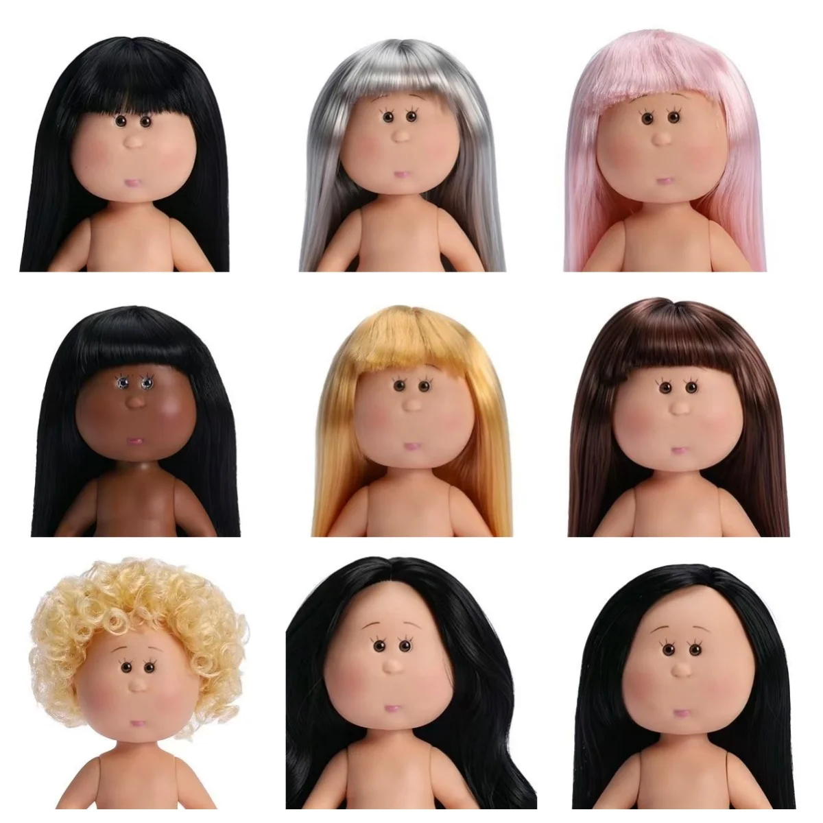 

new 14cm fashion vinyl doll dress up Dark skin Girl with beautiful colorful hair Dress Up Toy DIY Gifts dolls for children