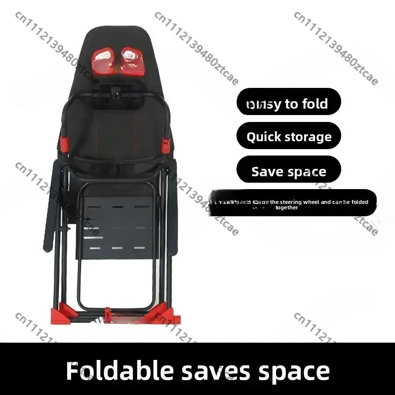 Foldable Racing Simulator Cockpit Frame with Integrated Seat, Adjustable Mount for Steering Wheel, Pedals, and Gear Shifter, Hom