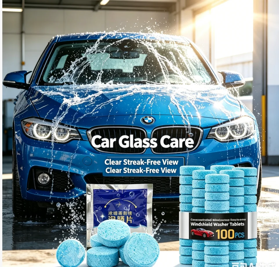 Car Windshield Washer Fluid Concentrated Tablets Solid Effervescent Wiper Tablet for Car Room Kitchen Window Glass Cleaning