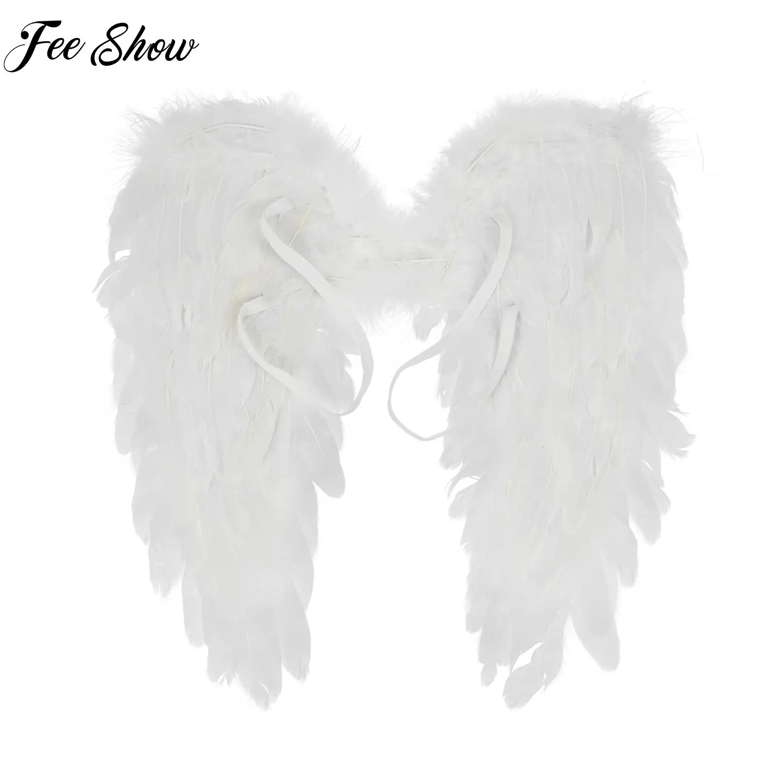 Halloween Feather Wings Elastic Band Solid Color Angel Wings Adult Teens Christmas Carnival Cosplay Costume Accessories Props