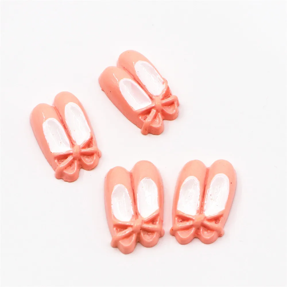 10pcs Korea Pink Ballet Shoes Resin Cabochons Flatbacks for Girl Hair Bow Center Crafts DIY