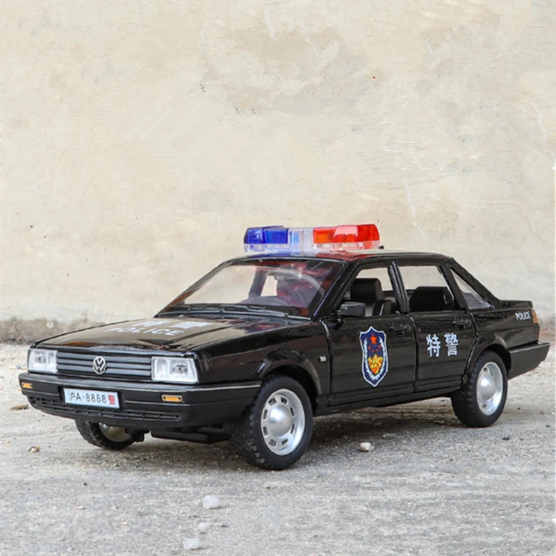 Santana-Coche de aleación fundido a presión para niños, vehículo de policía especial de Metal, modelo de coche de simulación de sonido y luz, colección de juguete, regalo, 1/24