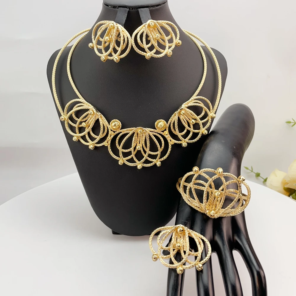 

Новейший бразильский изысканный комплект украшений ручной работы: красивое ожерелье и аксессуары для свадьбы и вечеринок, модный женский ювелирный набор FHK28191