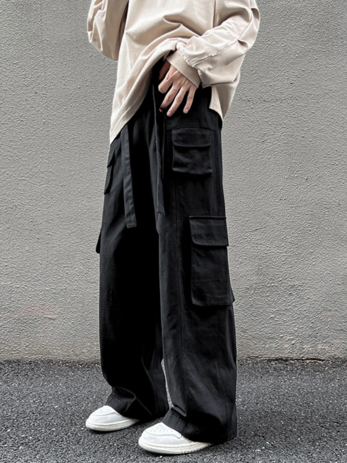 

American High Street Multi-ket Work Pants Men's Spring Autumn Trendy Loose Straight Casual Pants Haome Large Leg Pants