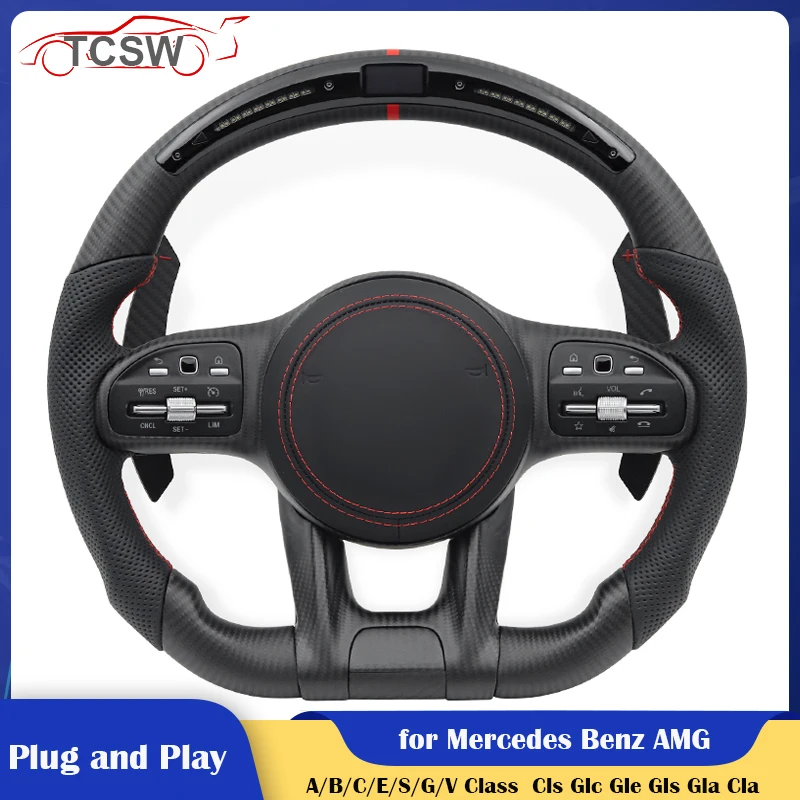 

Matte Carbon LED Steering Wheel for Mercedes Benz A B C E S G V cls glc gle W204 W205 W206 W212 W213 W217 W221 W222 W223 C63 E63