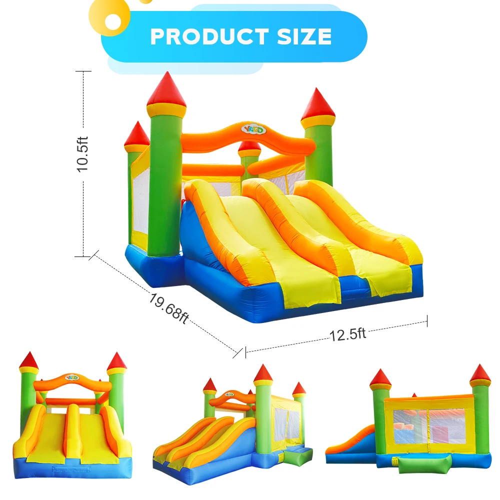 Inflatable Jumping Castle Obstacle Course Bounce House Giant Trampoline Double Slides 6x3.8x3.2M Oxford PVC Bouncy Castles