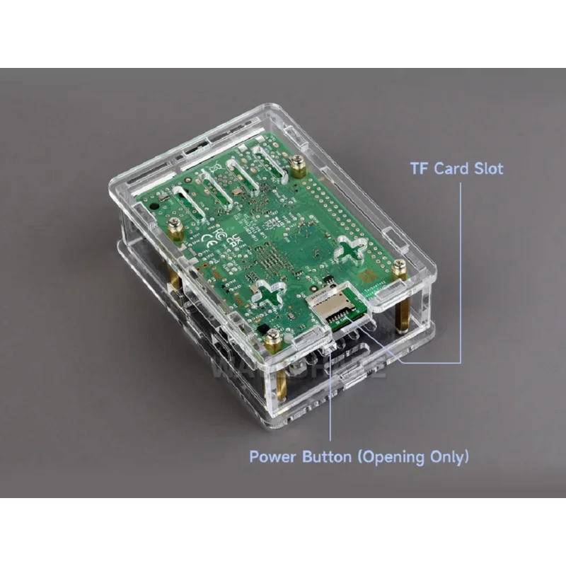 Boîtier en acrylique transparent pour Raspberry Pi 5, prend en charge l'installation d'un refroidisseur actif officiel