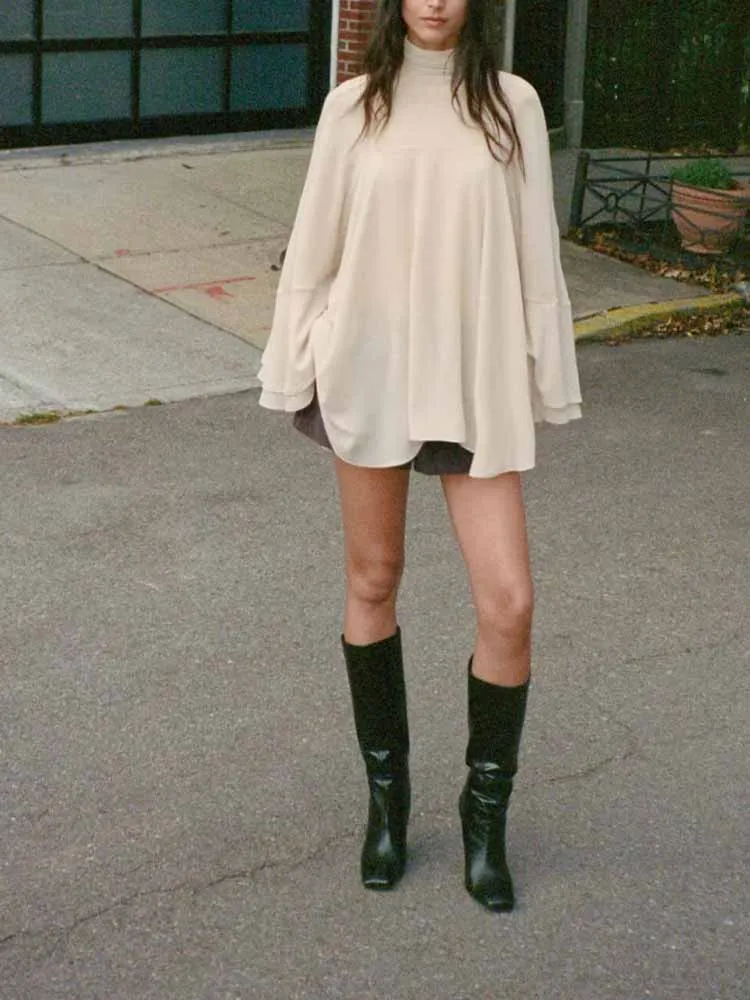 

Зимняя новая мода в европейском и американском стиле, простая женская одежда, дизайн, универсальные многослойные декоративные топы из пряжи