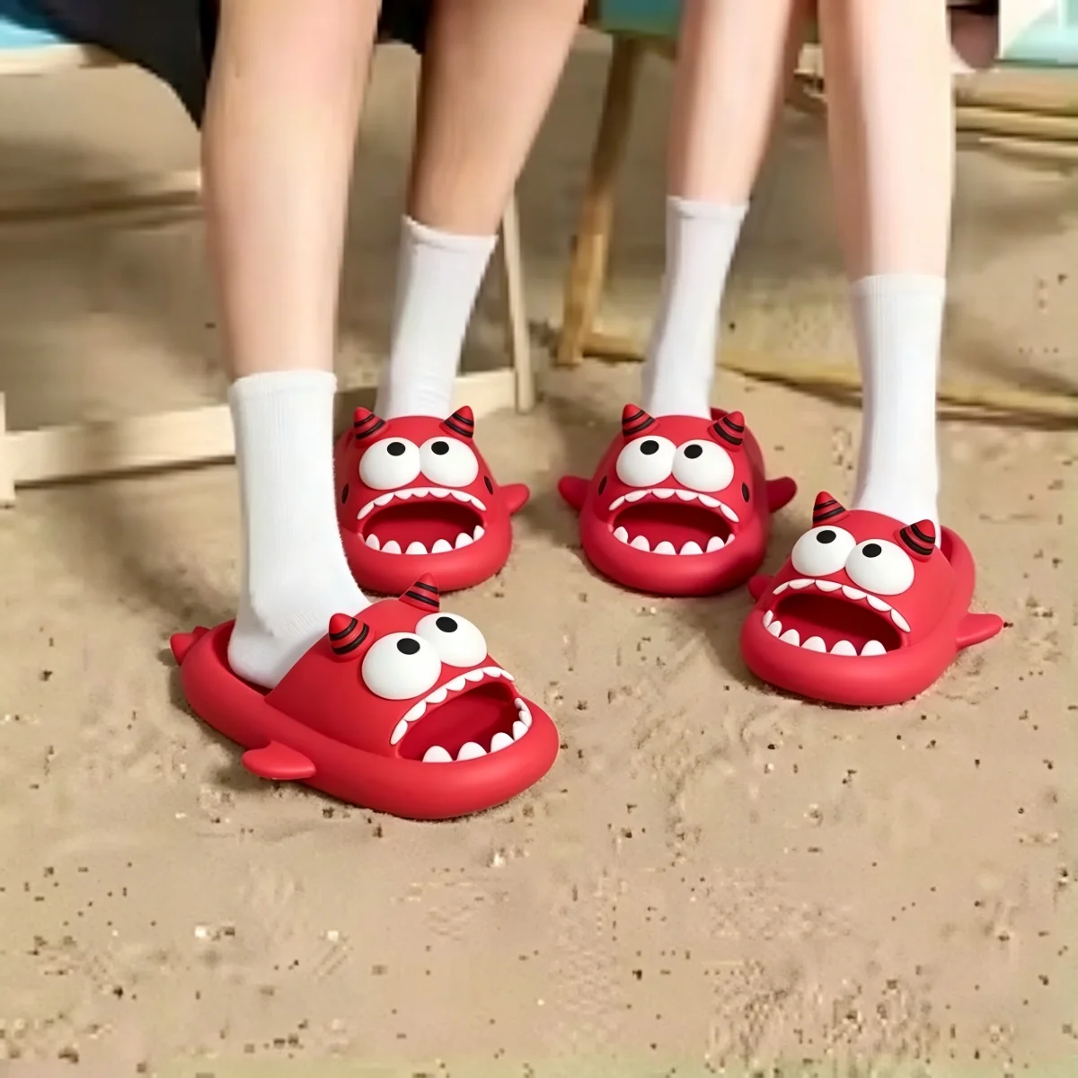 Cute Big Eyed Clown Fish Slippers for Women Summer Bathroom Anti-Slip Thick Sole Cool Slippers for External Wear image 2