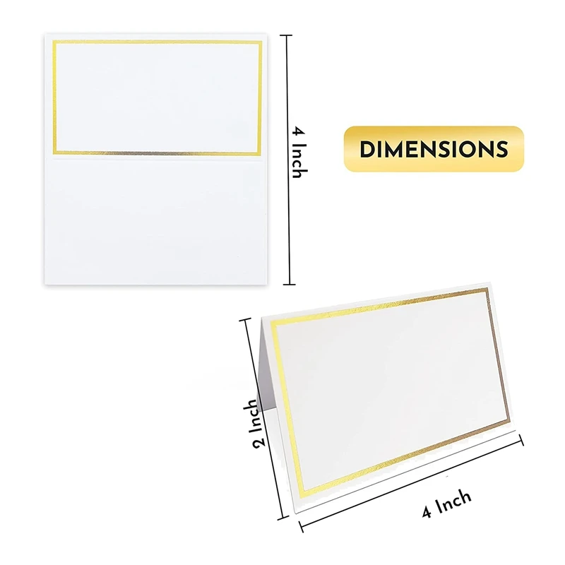 Визитки для свадьбы, упаковка из 100 карт премиум-класса для палатки, для стола с золотой фольгой, 2x4 дюйма, для любого мероприятия