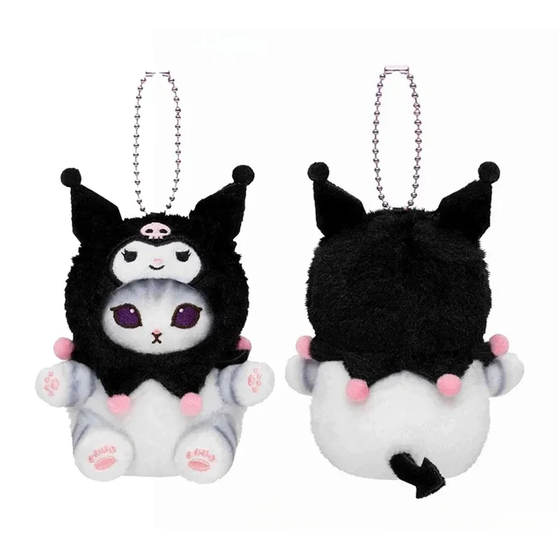 

12CM Kawaii Mofusand Cross-Dressing Sanrio Hello Kitty Hanyodon Plush keychain pendant Kuromi Anime plush doll backpack pendant