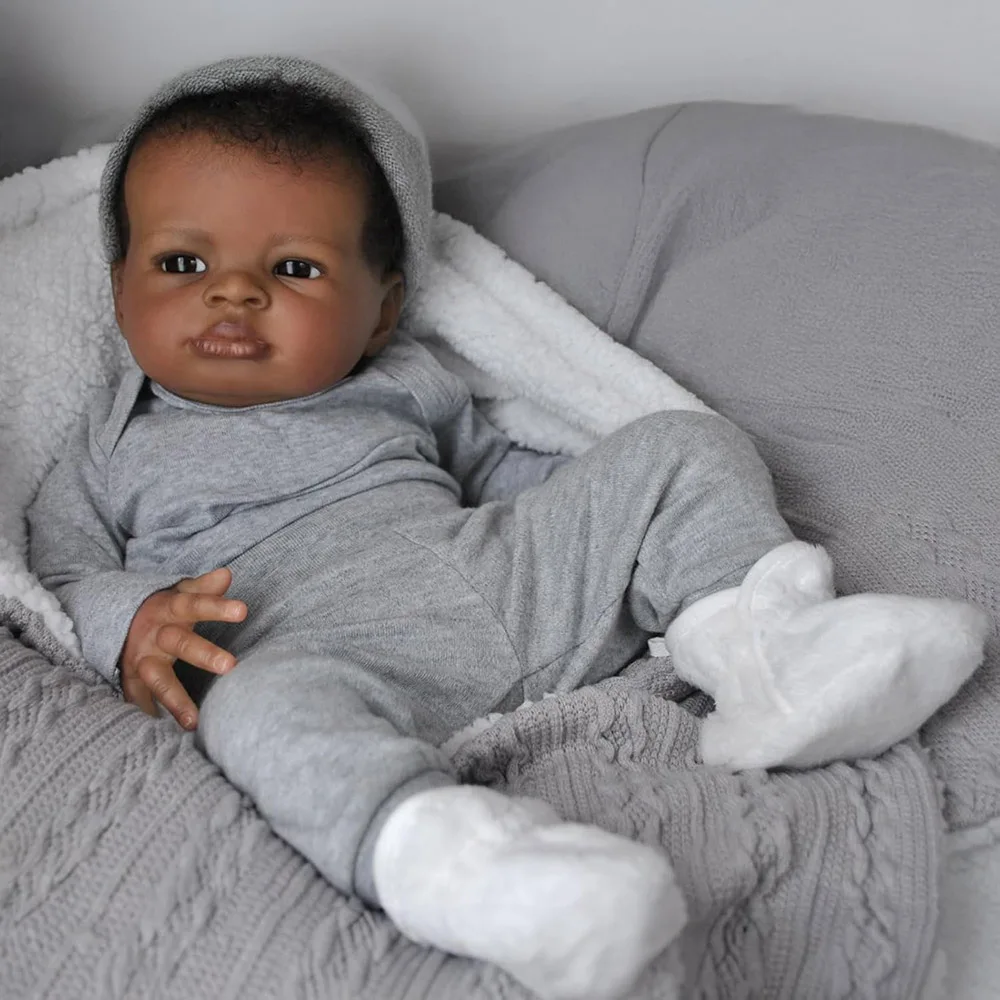 リアルな赤ちゃん人形 黒人男の子 50cm リボーンドール シリコン