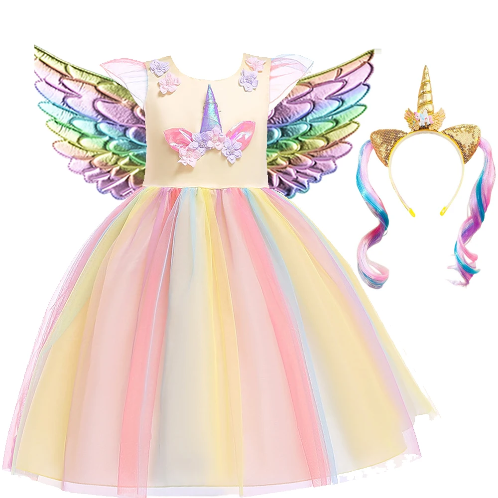 Baby Girls Unicorn Tutu Dress Pastel Rainbow Princess Girls Birthday Party Dress Children Kids Halloween Unicorn Perform Costume image 3