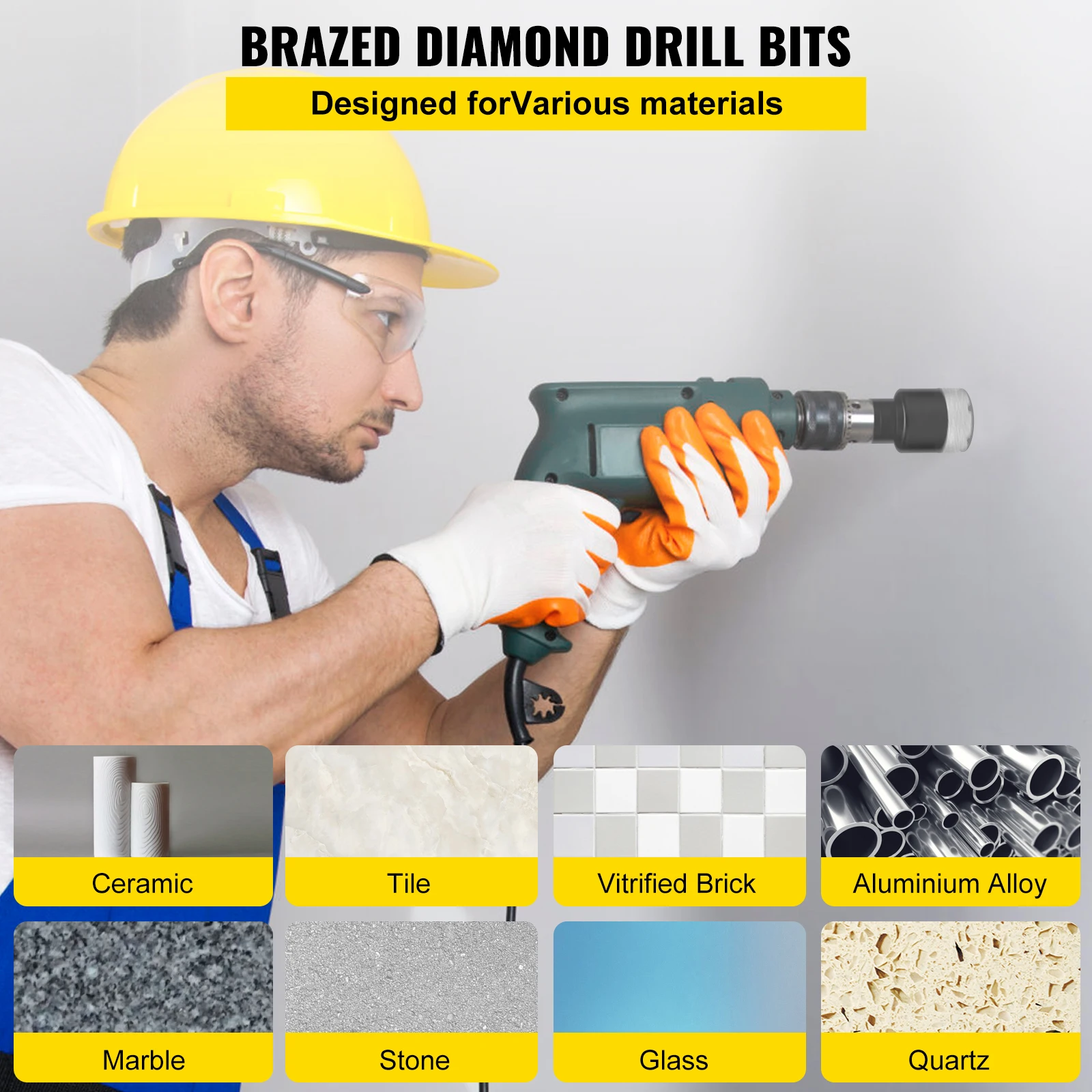 VEVOR 6/8Pcs punte diamantate Kit sega a tazza M14 filettatura universale con lama per sega per la perforazione di piastrelle di ceramica marmo granito