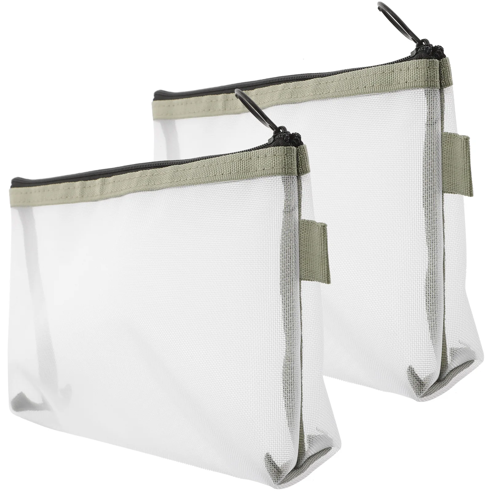 

2pcs Mesh Nylon Makeup Storage Pouches Travel Toiletry Organizer Reusable Zipper Bags For Women Lightweight Durable
