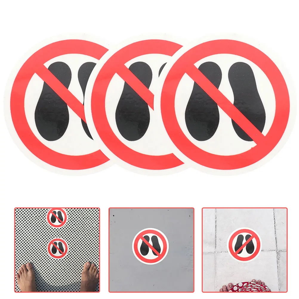 3pcs Trampling Warning Stickers Caution Danger Decal Safety No Step Sign Round Labels Traffic Safety Signs Strong Adhesive