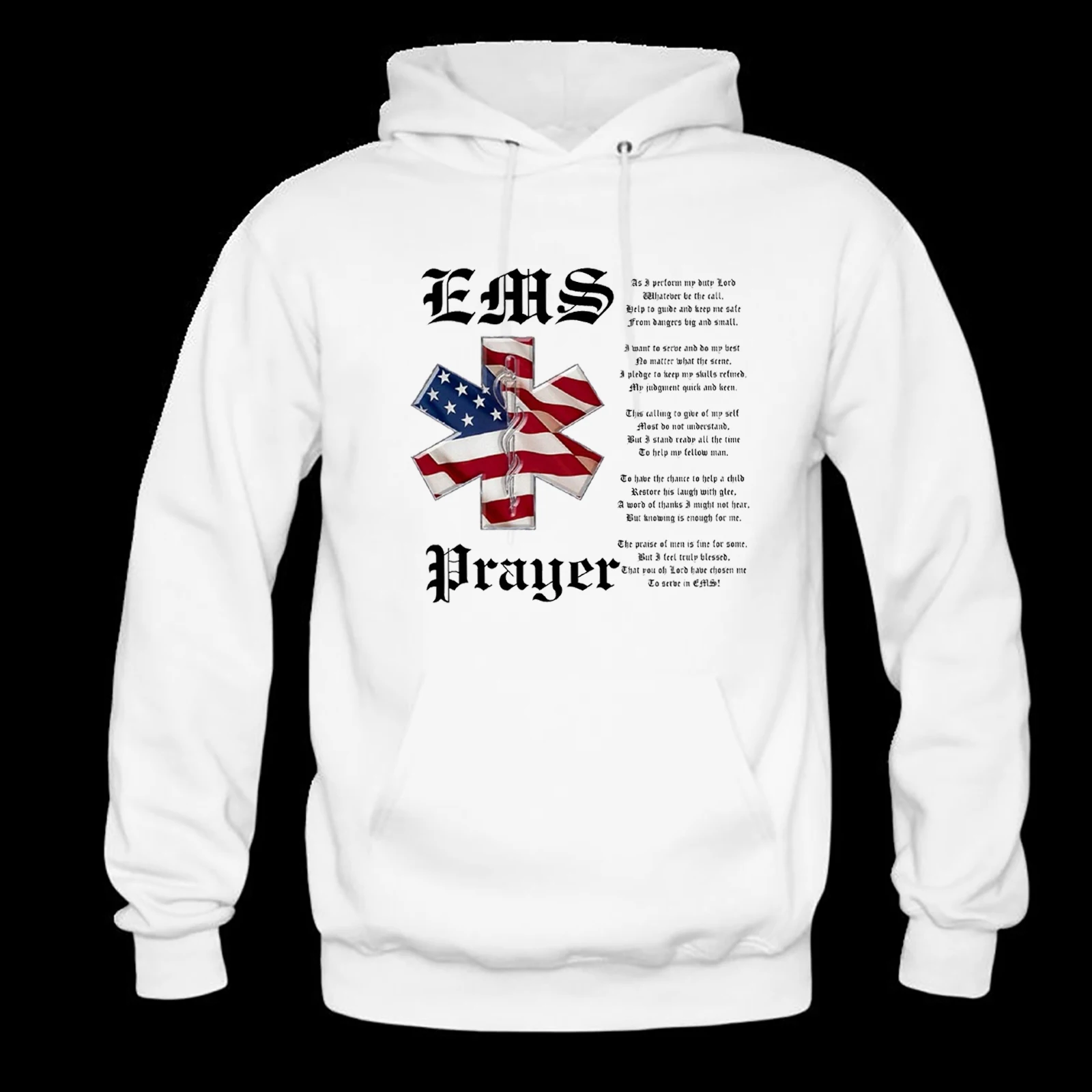 American Flag Star of Life EMS Paramedic Prayer Pullover Hoodie New 100% Cotton Comfortable Casual Mens Sweatshirt Streetwear