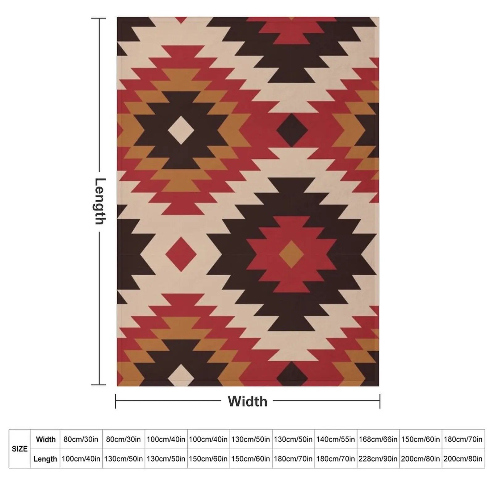 Navajo Red And Mustard Throw Blanket valentine gift ideas Retros christmas decoration Bed linens Blankets