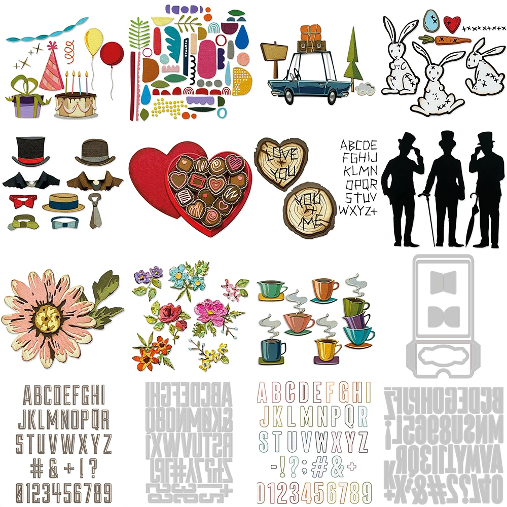 

Love Wood Slice Alphabets Metal Cutting Dies Set Blossom Bunnies Gadgetry Celebrated Die Cut Gentlemen Fashion Tie Dies 2023