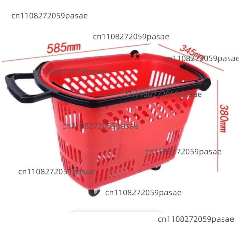 Double handle carry shopping basket with wheels Plastic mini supermarket basket