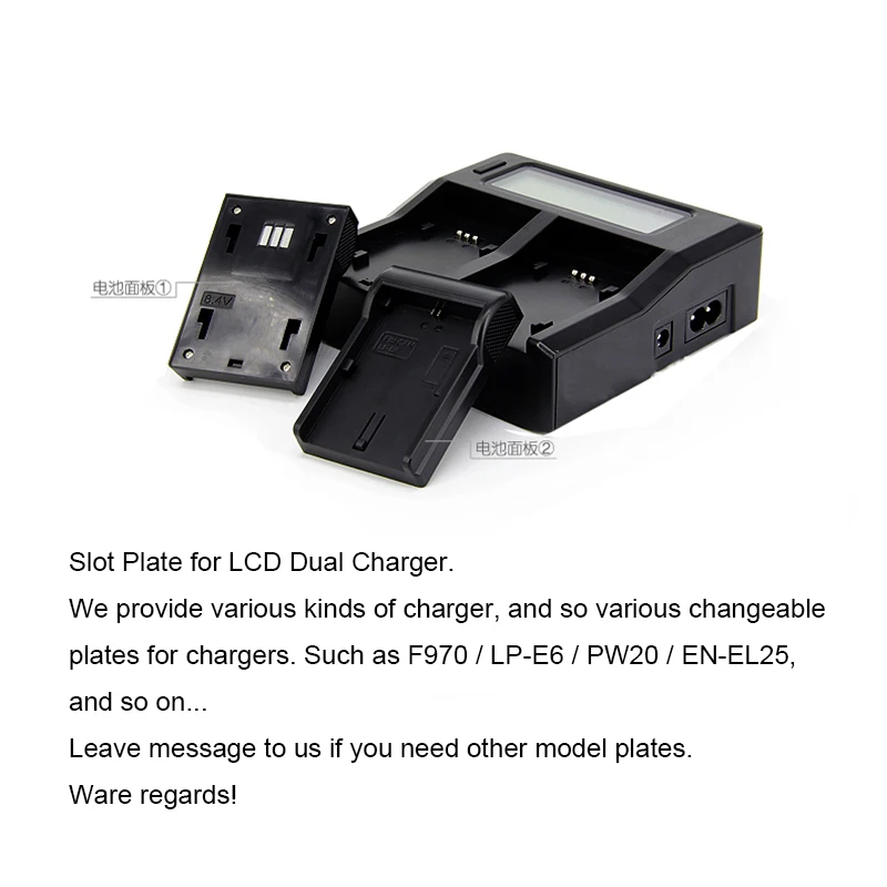 Slot Plate Adapter for SONY NP-F970 NP F960 F770 F570 F550 F750 FM50 FM70 FM90 FH FH FM QM F Panasonic VBD1 VBD2 JVC V607U V617U