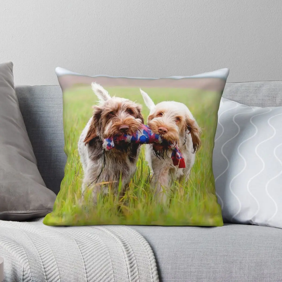 

Наволочка Bring It Back Spinone Italiano, полиэстер, лен, бархатный узор, декор на молнии, наволочка, чехол для подушки