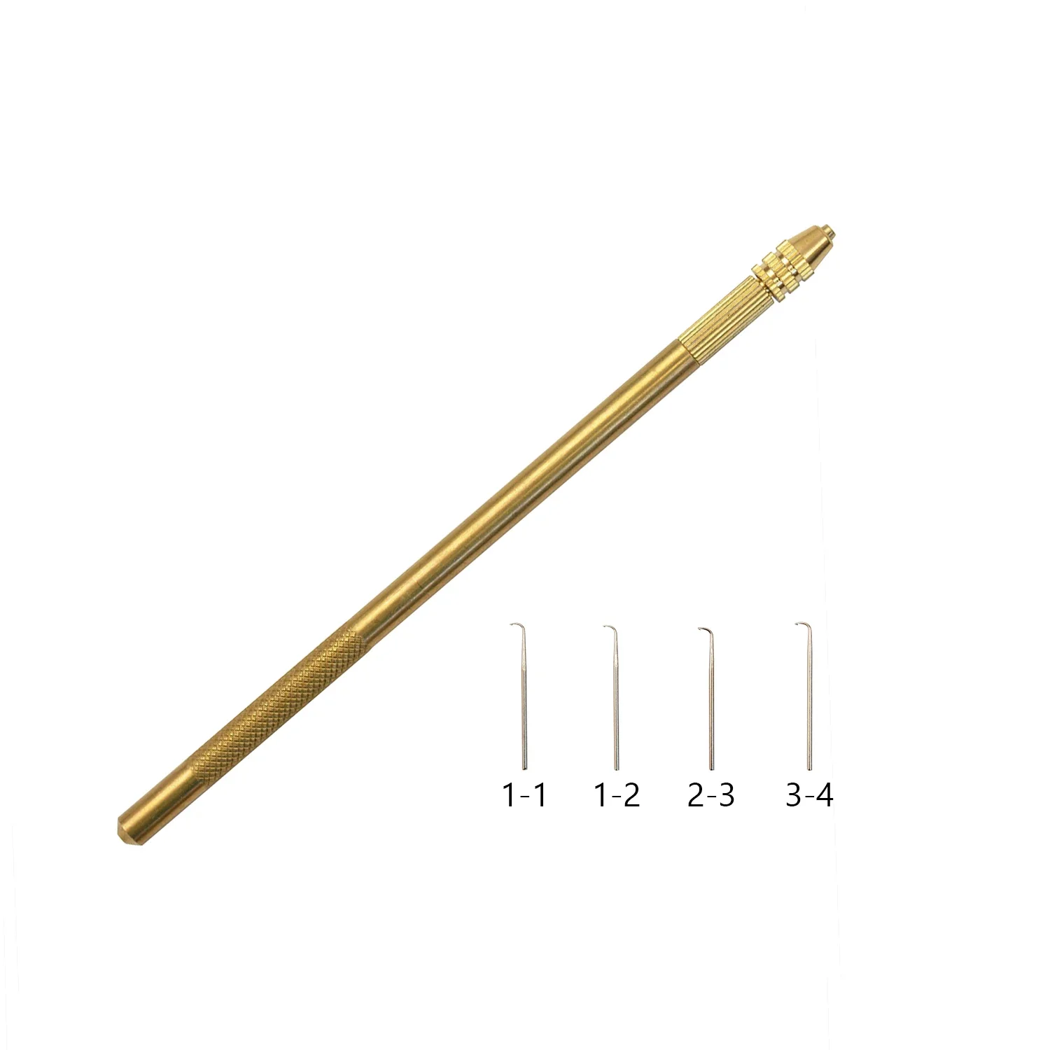 1+4 Ventilating Needles Hair Extension Crochet Hook Brass Ventilating Holder With 4 Pieces Needles for Wig Making