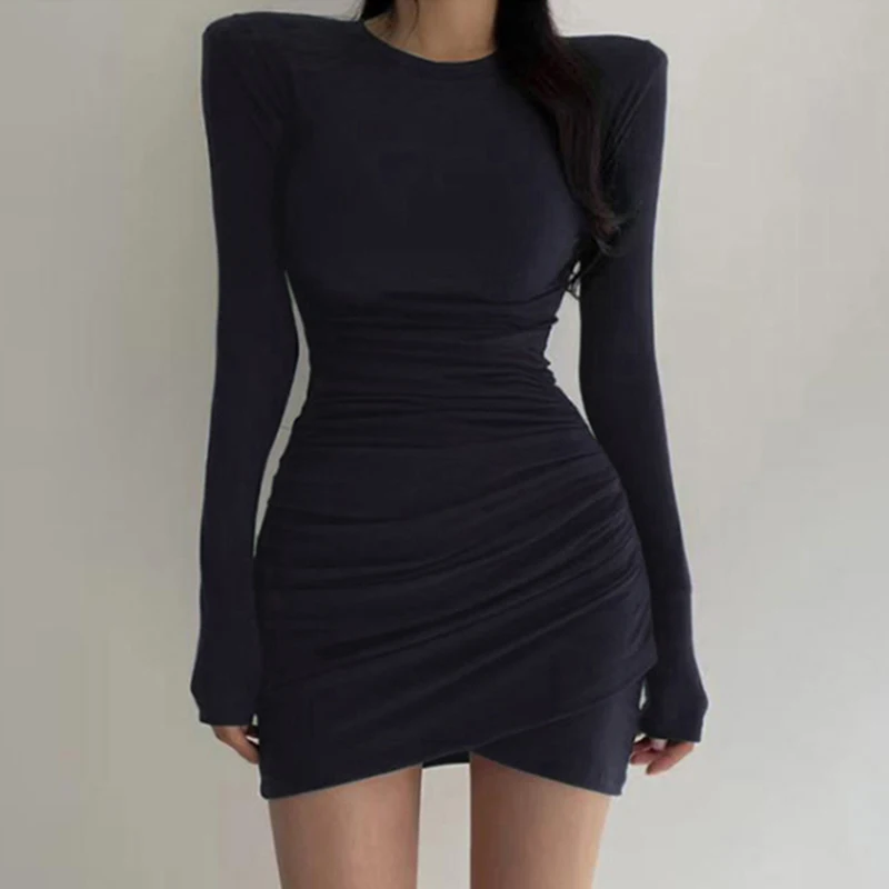 เดรสสั้นรัดรูปแขนยาว ผ้ารุ้ง ดีไซน์เซ็กซี่ สไตล์สตรีทแวร์ สำหรับงานปาร์ตี้ คอลเลคชั่นฤดูใบไม้ผลิ/ฤดูร้อน 2026 คอทรงโอ ทรงเข้ารูป