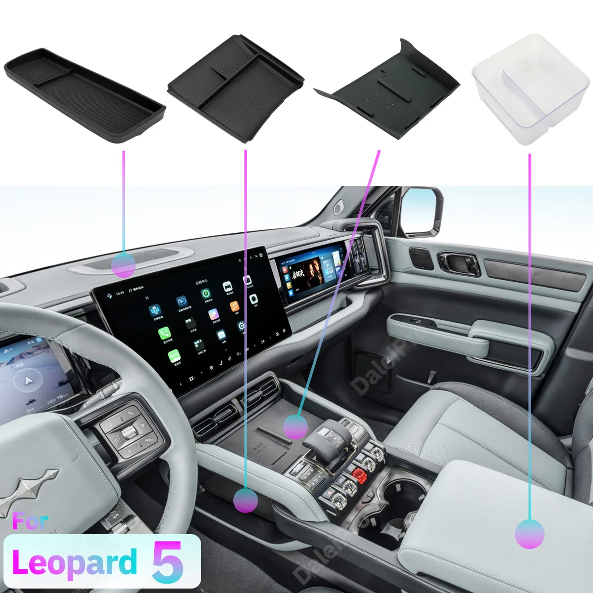 For BYD Equation Leopard 5 2024 2025 2026 Center Console Lower Storage Box Refrigerator Storage Box Charger Panel Pad Denza B5
