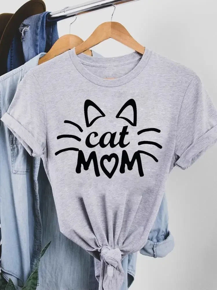 Casual T Shirt Pet Cat Lovely Clothes Women Female Summer Clothing Print Graphic 90s Sweet Style Tee Fashion Short Sleeve