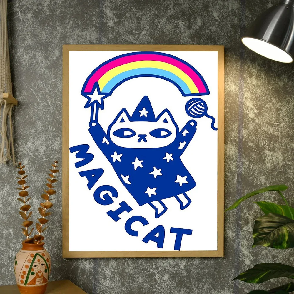 لطيف القط قماش جدار ديكور فني للمنزل اللوحة الحيوان صورة هريرة هدية غرفة ديكور الجمالية الجدار الشنق الفن الحديث