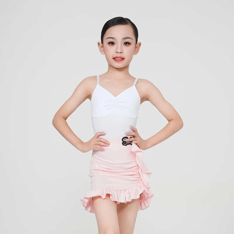 فستان رقص لاتيني بحمالات للأطفال ملابس أداء الرقص فتاة سامبا رومبا ممارسة الملابس زي التشجيع XH2597