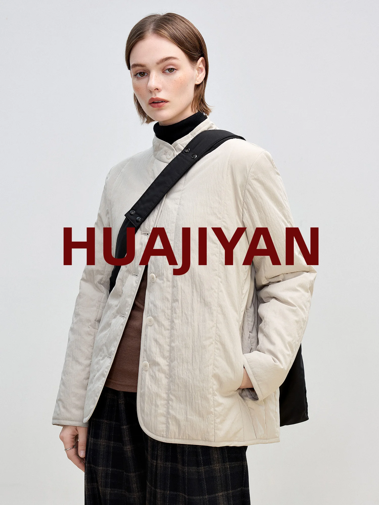 

Хлопковая куртка Hua Ji Yan Fog Frost свободного кроя с шестью пуговицами, маленьким воротником, эффектом легкой помятости, длинными рукавами, для повседневной носки