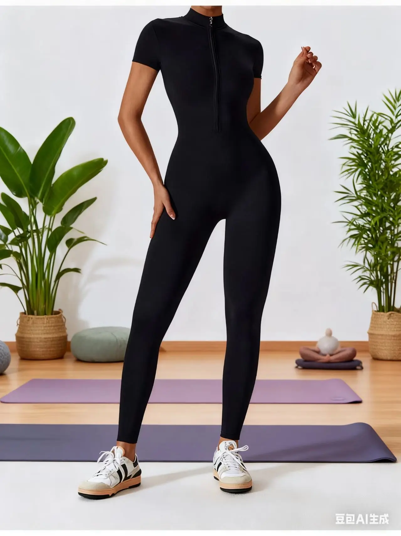 

Naked Zipper Short Sleeved One-piece Yoga Jumpsuit Women Sporty Thin Ski Overalls Outerwear Cycling Bodysuit Zipper Ladies 2026