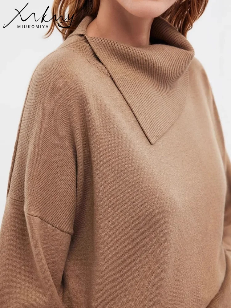 

Camel Sweaters Women Autumn Officewear Elegant Knitwear Slim Long Sleeve Tops Ladies Office Warm Pulls Femmes Sweaters For Women