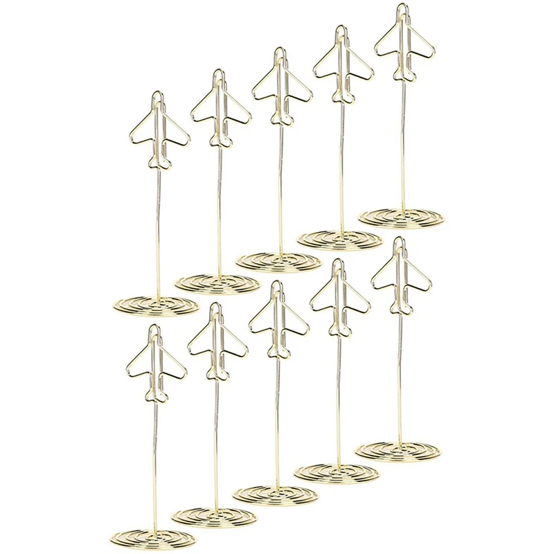 

80Pcs Memo Clip Holder, Table Number Name Card Holder Desktop Metal Business Card Photo Gold Plane Frame With Base