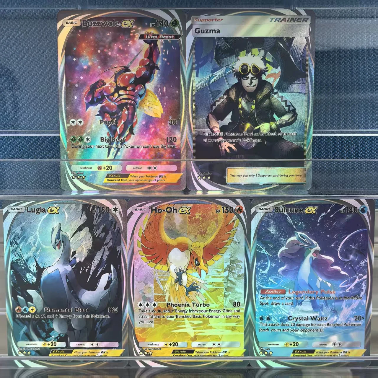 5-pcs-tcg-pokemon-pocket-ingles-colecao-cartoes-guzma-buzzwole-lugia-ho-oh-suicune-ex-classico-jogo-anime-cartas-presente-brinquedos