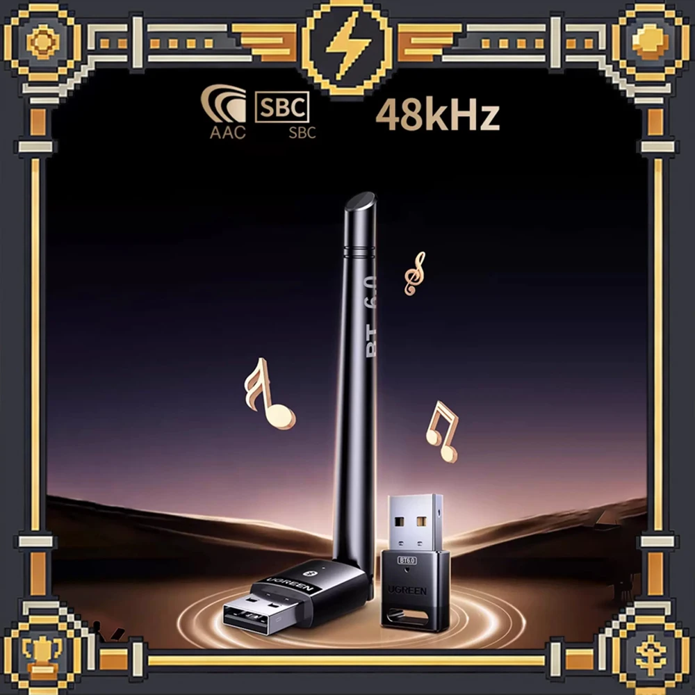 

Bluetooth-адаптер UGREEN USB Bluetooth 6.0 5.4 для ПК, беспроводная мышь, клавиатура, музыкальный аудиоприемник, USB-передатчик