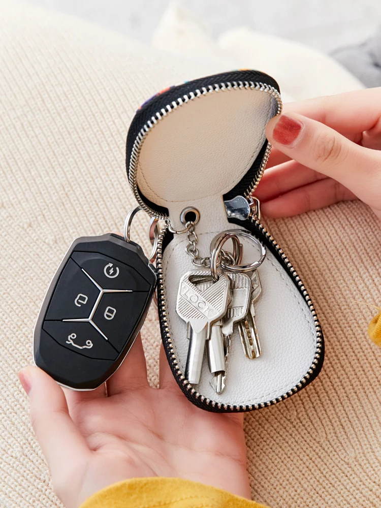 Fashionable car key bag high-quality PUleather print pattern pocket key clip mini portable key storage and storagebagunisexstyle