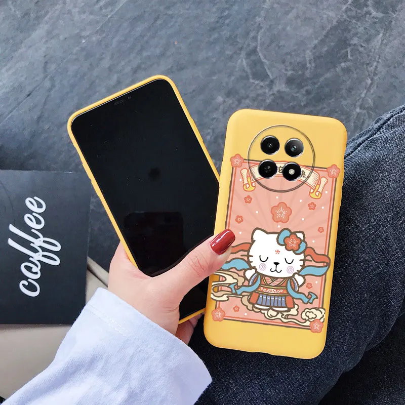 سيليكون جرابات هاتف كرتونية للصدمات ، ضفدع ، أرنب ، قط ، ديناصور ، غطاء ناعم ، هاتف Realme 12 ، 12X ، Realme12