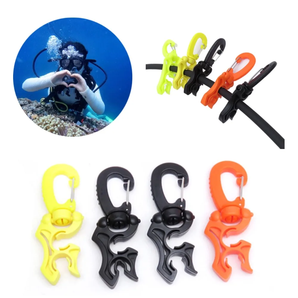 Scubas Diving Double Hose Holder Clip Diving Double BCD Hose Holder Clip Regulator Retainer Buckle Hook for Snorkeling